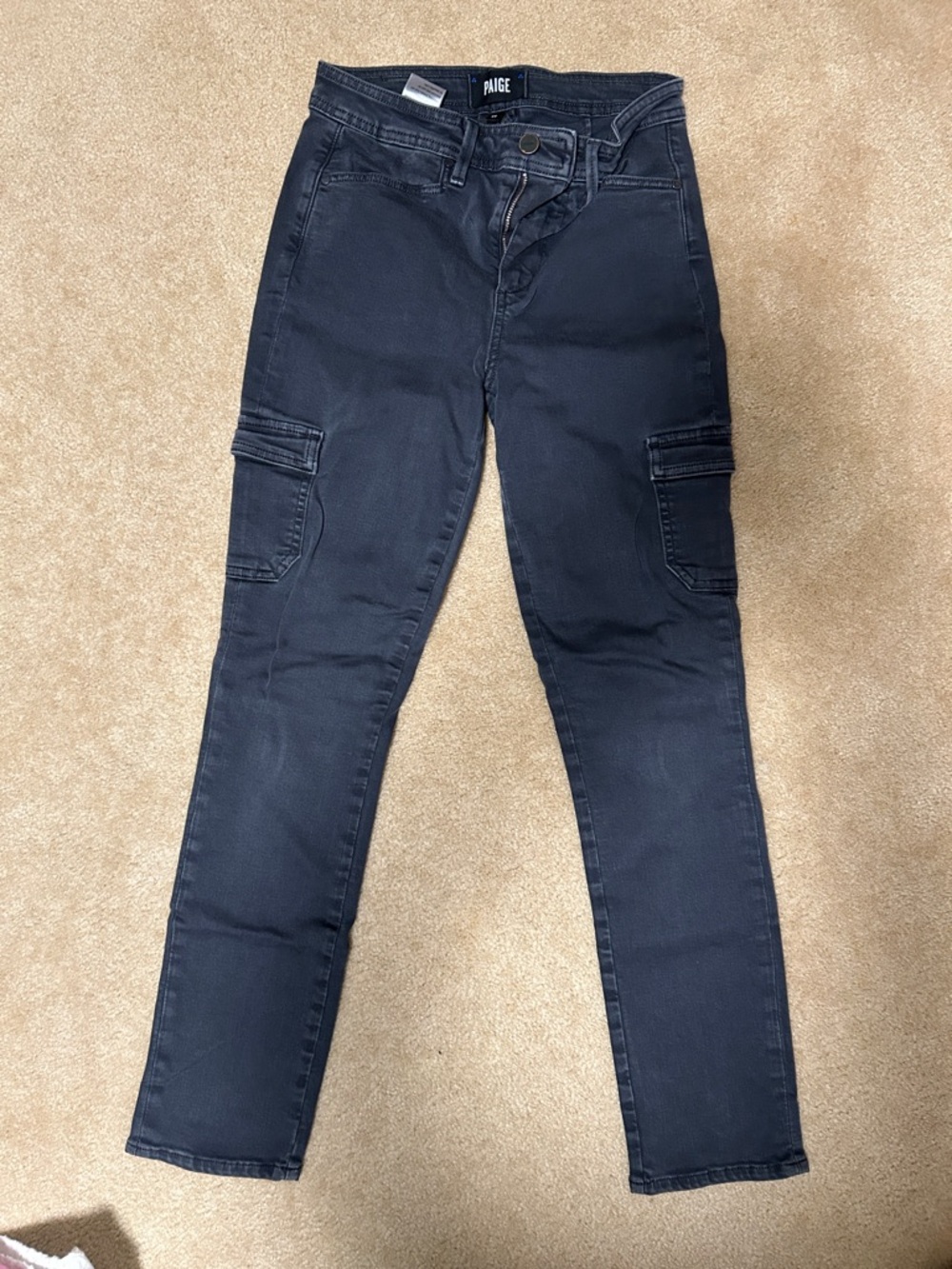 PAIGE Navy Cargo Skinny Jeans
